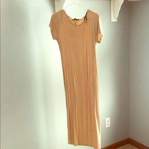 Long, short sleeved, cream maxi dress